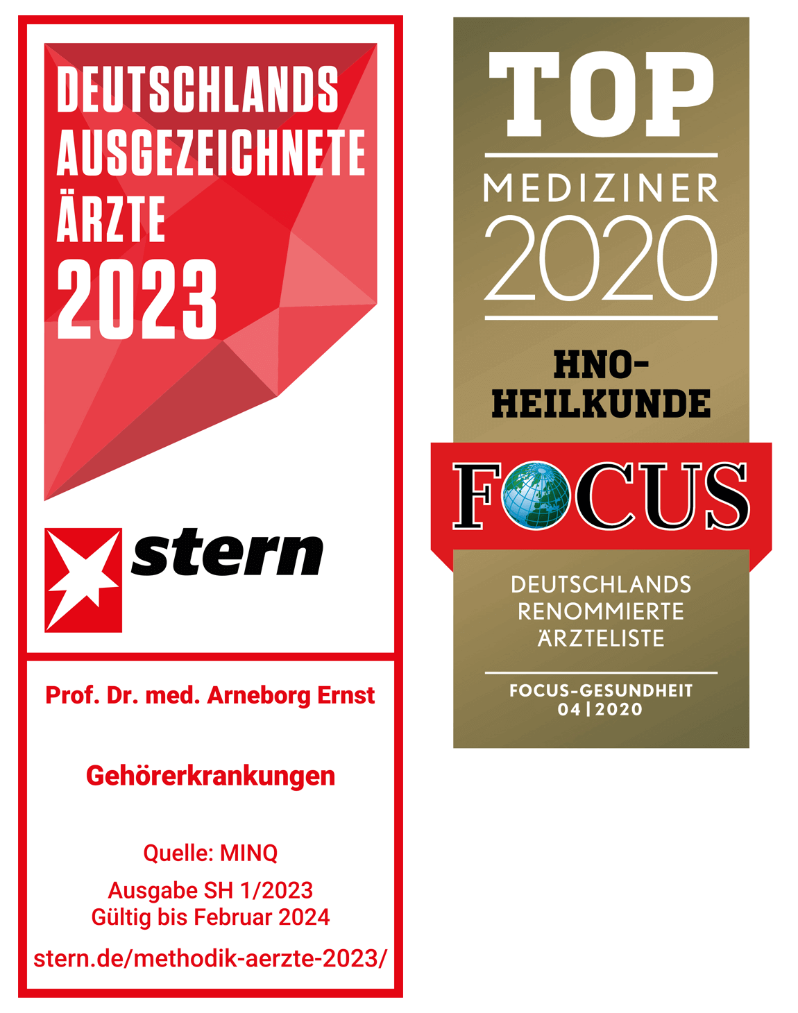 Focus Top Mediziner 2022 Siegel und Urkunde ausgezeichneter Spezialist für Gehörerkrankungen 2022/2023